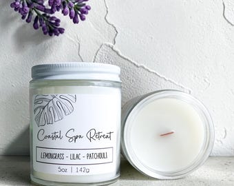 Coastal Spa Retreat: Fresh Scented Wood Wick Candle | Beach Coastal Home Scents + Gifts