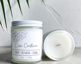 Cabo Coastline Wood Wick Candle: Mexico Coastal Home Fragrance