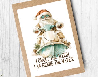 Beach Santa Christmas Card Set: Personalized Tropical Holiday Cards