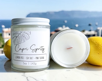 Capri Spritz Wood Wick Candle | Coastal Italian Home Fragrance | Lemon Fresh Scent