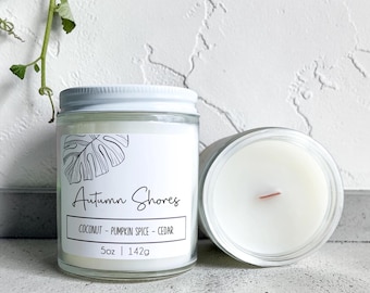 Autumn Wood Wick Candle: Pumpkin Spice Cozy Fall Home Fragrance