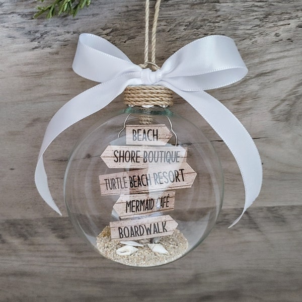 Beach Christmas Ornament, PERSONALIZED Christmas Ornament, New Jersey Ornament, Beach Wedding Ornament, Beach Ornament, Beach Signs Ornament
