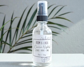 Cancun Nights Room + Linen Spray: Tropical Lime Coastal Beach Home Fragrance | 2 oz Travel scent