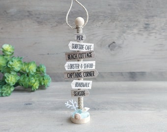 Beach Sign Ornament, Personalized Holiday Ornaments