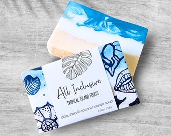 All Inclusive Soap Bar with Shea, Aloe,and Coconut Mango Oils - Bridesmaid Gift for Beach Destination Wedding Hotel Bag - Cruise Gifts