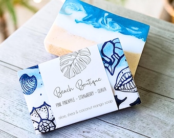 Beach Boutique Tropical Artisan Layered Bar Soap | Pink Pineapple & Guava