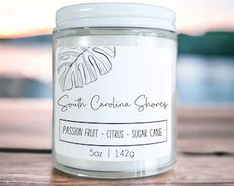 South Carolina Shores Candle: Soy Wax with Wooden Wick