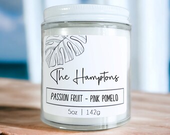Hamptons Passion Fruit Candle: Coastal Farmhouse Wood Wick Soy Candle