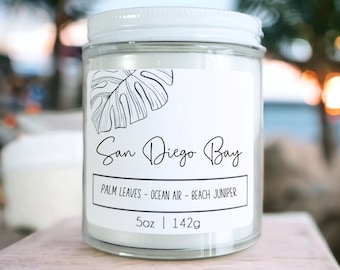 San Diego Bay Candle: Beach Juniper Soy Blend Wax Candle with Wood Wick