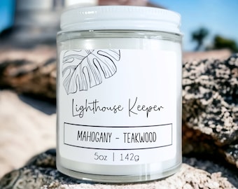 Lighthouse Keeper, Nautical Beach Candles in Mahagony Teakwood - Gifts for Him - Key West Nautical Bridesmaid Gift - Mini Candles in Bulk