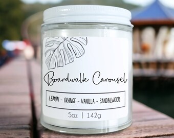 Boardwalk Carousel Candle: Soy Blend Wax with Wood Wick