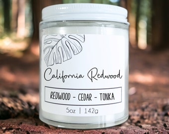 California Redwood, Bridesmaid Gifts for Box or Swag Bag, Redwood Forest Candle and Home Scents
