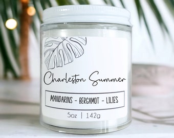 Charleston Summer Citrus Fruit Scented Wood Wick Candle, Home Decor Coastal Farmhouse, Southern Beach Candle, Charleston South Carolina Gift