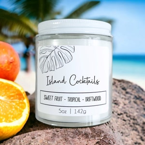 Island Cocktails, Sweet Fruity Beach Candle, Beach Wedding Gift, Beach themed Housewarming Gift, Beach Cottage, Beach themed gifts for mom,