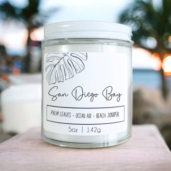 San Diego Bay Candle - California Beach Candle Gift for Bridesmaid - Bulk Mini Candles - Gift Set of Room Spray, Candle, and Wax Melts