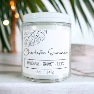 Charleston Summer Citrus Fruit Scented Wood Wick Candle, Home Decor Coastal Farmhouse, Southern Beach Candle, Charleston South Carolina Gift