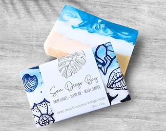 San Diego Bay Soap Bar with Shea, Aloe,and Coconut Mango Oils - Bridesmaid Gift for Beach Destination Wedding Hotel Bag - California Gifts