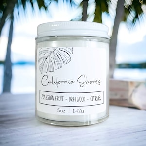 California Shores Wood Wick Candle | Coastal Beach Fragrance Gift | Tropical Driftwood Citrus Home Decor