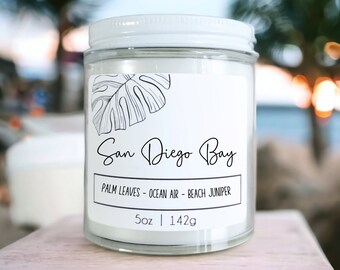 San Diego Bay Wood Wick Candle: Summer Coastal Home Fragrance