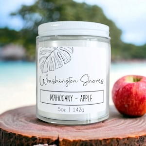 Washington Shores Wood Wick Soy Blend Candle :  Mahogany Apple Scent