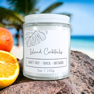Island Cocktails Wood Wick Candle: Sweet Fruity Coastal Home Fragrance