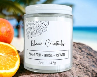 Island Cocktails Wood Wick Candle: Sweet Fruity Coastal Home Fragrance