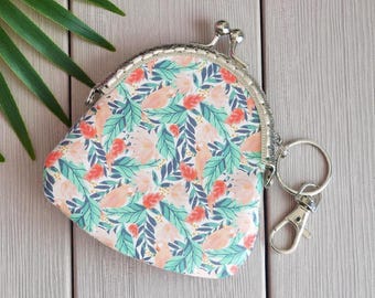 Tropical Palm Leaves Kiss Claps Coin Purse and Key Chain - Gifts for Her