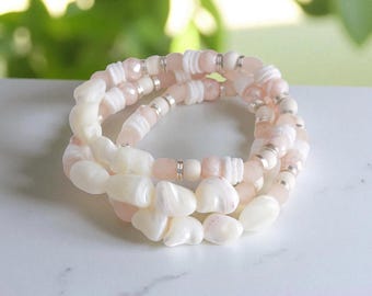 Sea Glass & Shell Bracelet: Handmade Nautical Beach Jewelry