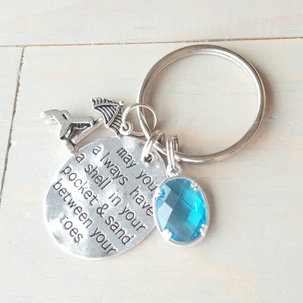 Beach Keychain, Beach Wedding Favor, May You Always Have a Shell in Your Pocket & Sand Between Your Toes