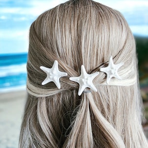 Starfish Hair Pins for Beach or Nautical Wedding - Set of 3 Starfish Hair Pins - Shell Knobby Starfish Hair Accessories for Bridesmaids