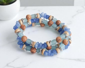 Sea Glass & Shell Bracelet: Nautical Beach Wedding Jewelry
