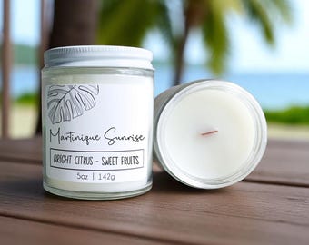 Martinique Sunrise Candle: Soy Wax with Crackling Wood Wick