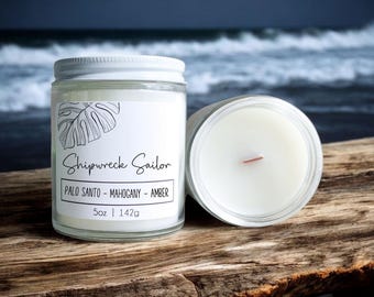 Shipwreck Sailor Candle: Soy Blend Wax with Crackling Wood Wick