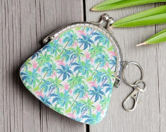 Retro Palm Trees Kiss Claps Coin Purse and Key Chain - Gifts for Her