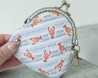Lobster Coastal Coquette Key Chain for a Purse, Tote, or Bag Charm | Nautical Change Wallet.