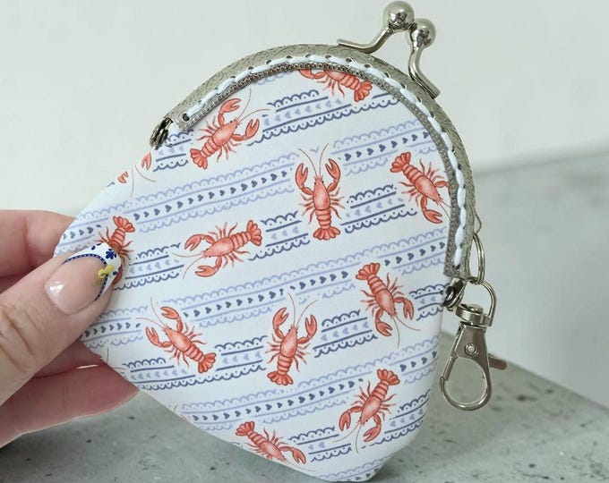 Featured listing image: Lobster Coastal Coquette Key Chain for a Purse, Tote, or Bag Charm | Nautical Change Wallet.