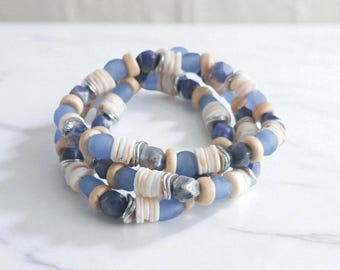 Sea Glass & Shell Bracelet: Handmade Nautical Beach Jewelry