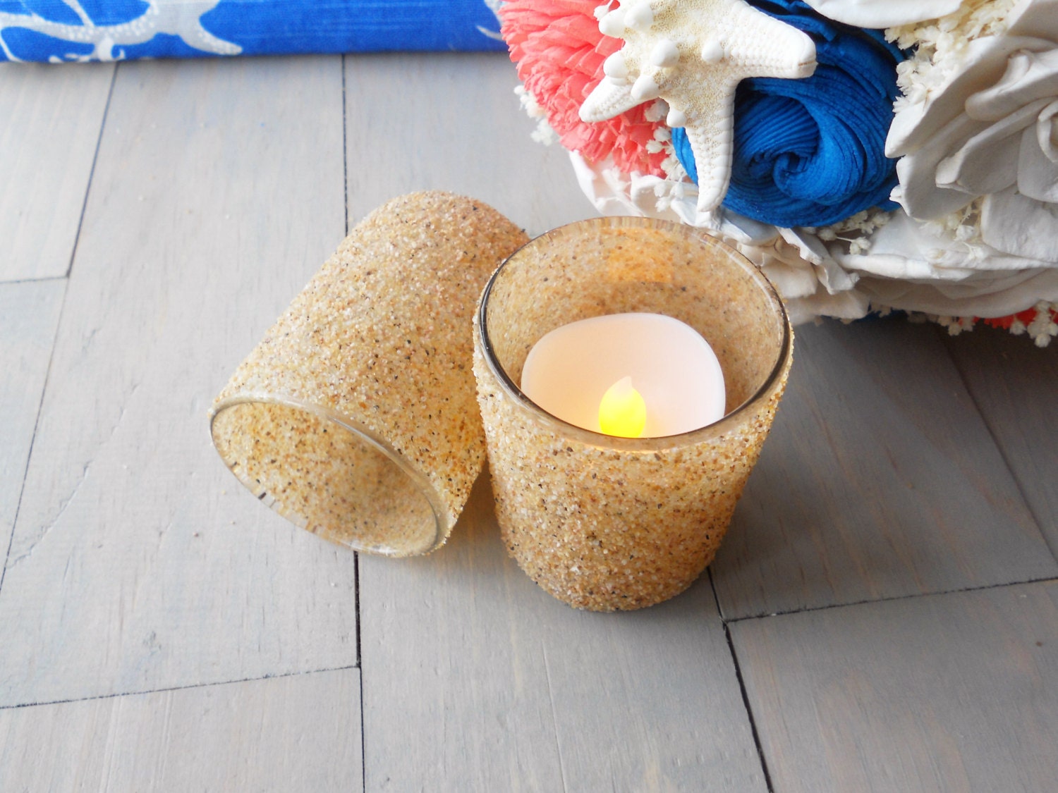 16 Beach Candles Sand Candle Holder Votive Beach Candles Etsy