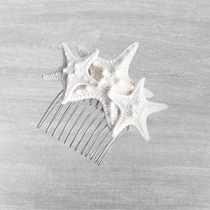 Starfish Hair Comb for Beach Wedding Hair Cute Shell Hair Piece with 3 Knobby Starfish for Nautical Destination Wedding Bridesmaid Hair image 2