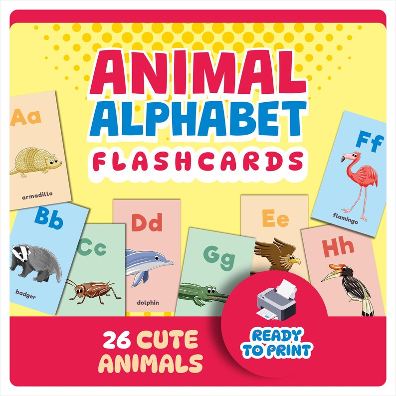 Animal Alphabet Flashcards for Kids | A-Z Printable Kids Learning ...