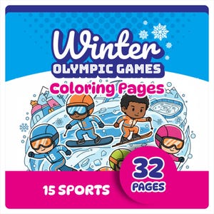 Winter Olympische Spiele Ausmalbilder für Kinder - 32 Sport Aktivitäten Blätter (PDF Digitaler Download)