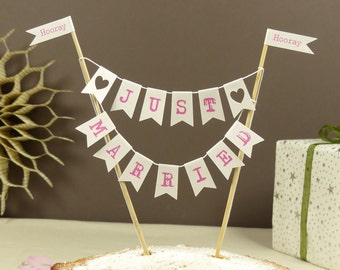 Personalised Just Married cake topper with your wedding date wedding cake bunting