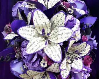 Purple and Gold Paper Flower Bouquet – Paper Blossoms By Michal, LLC