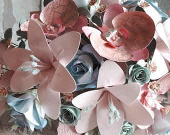 Pretty in pink glamourous ice cream colour paper flower cascade bouquet