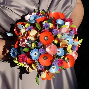 Summer rainbow paper wedding bouquet
