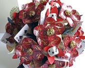 Rock n Roll red daisy guitar pick flowers brides bouquet Las Vegas gambling wedding flowers