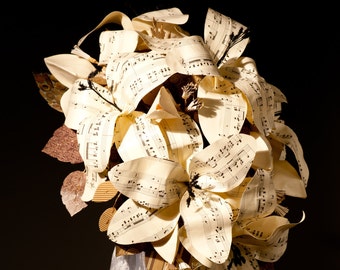 Sheet Music Lily Teardrop Bouquet, Paper Flower Cascade