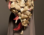 Dracula book bouquet Paper flower bouquet lily & rose cascade "Scarlet Bride of Dracula" Paper wedding flowers