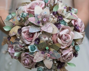 Vintage ephemera paper wedding bouquet