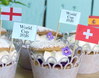 48 World cup 2026 Cupcake Flags, Branded Cake Toppers